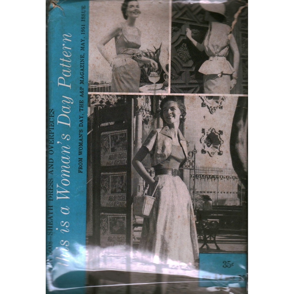 Vintage 1951 Woman's Day Pattern 5008 Sheath Dress Bolero Apron Skirt Blouse